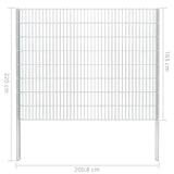 ZNTS 2D Gabion Fence Galvanised Steel 2.008x1.63 m 12 m Silver 274524