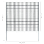 ZNTS 2D Gabion Fence Galvanised Steel 2.008x1.83 m 16 m Grey 274536