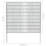 ZNTS 2D Gabion Fence Galvanised Steel 2.008x1.83 m 16 m Grey 274536