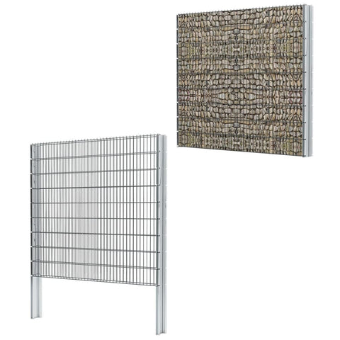 ZNTS 2D Gabion Fence Galvanised Steel 2.008x1.83 m 16 m Grey 274536