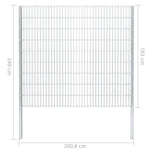 ZNTS 2D Gabion Fence Galvanised Steel 2.008x1.83 m 16 m Silver 274546