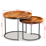 ZNTS Side Table Set 2 Pieces Solid Mango Wood 244585