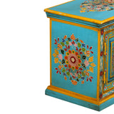 ZNTS TV Cabinet Solid Mango Wood Blue Hand Painted 244591