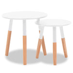 ZNTS Side Table Set 2 Pieces Solid Pinewood White 244734