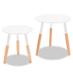 ZNTS Side Table Set 2 Pieces Solid Pinewood White 244734