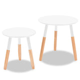 ZNTS Side Table Set 2 Pieces Solid Pinewood White 244734