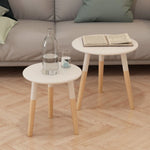 ZNTS Side Table Set 2 Pieces Solid Pinewood White 244734