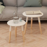 ZNTS Side Table Set 2 Pieces Solid Pinewood White 244734