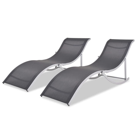 ZNTS Folding Sun Loungers 2 pcs Aluminium and Textilene 43654