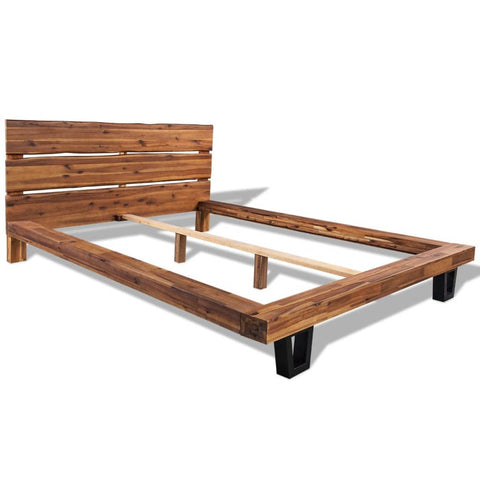 ZNTS Bed Frame Solid Acacia Wood 140x200 cm 244997