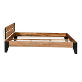 ZNTS Bed Frame Solid Acacia Wood Steel 140x200 cm 244991