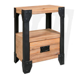 ZNTS Nightstand Solid Acacia Wood Steel 40x30x54 cm 244993