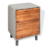 ZNTS Nightstand Concrete Solid Acacia Wood 40x30x50 cm 244994