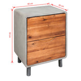 ZNTS Nightstand Concrete Solid Acacia Wood 40x30x50 cm 244994