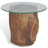 ZNTS Coffee Table Teak Glass 50x40 cm 245069