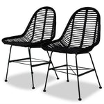 ZNTS Dining Chairs 2 pcs Black Natural Rattan 244571