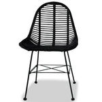 ZNTS Dining Chairs 2 pcs Black Natural Rattan 244571