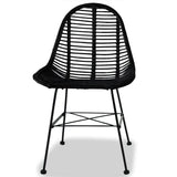 ZNTS Dining Chairs 2 pcs Black Natural Rattan 244571