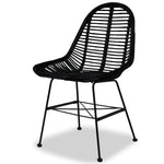 ZNTS Dining Chairs 2 pcs Black Natural Rattan 244571