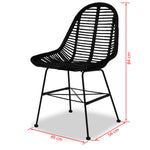 ZNTS Dining Chairs 2 pcs Black Natural Rattan 244571