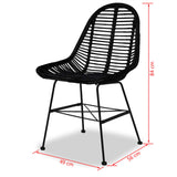 ZNTS Dining Chairs 2 pcs Black Natural Rattan 244571