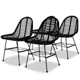 ZNTS Dining Chairs 4 pcs Black Natural Rattan 244572