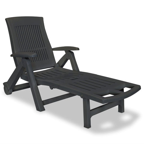 ZNTS Sun Lounger with Footrest Plastic Anthracite 43588