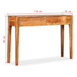 ZNTS Console Table Solid Wood 118x30x80 cm 244957