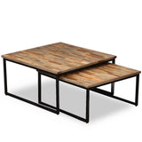 ZNTS Nesting Coffee Table Set 2 Pieces Solid Reclaimed Teak 245406