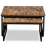 ZNTS Nesting Coffee Table Set 2 Pieces Solid Reclaimed Teak 245406