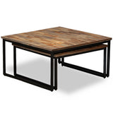 ZNTS Nesting Coffee Table Set 2 Pieces Solid Reclaimed Teak 245406