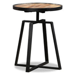 ZNTS Side Table Round Solid Reclaimed Teak 245409