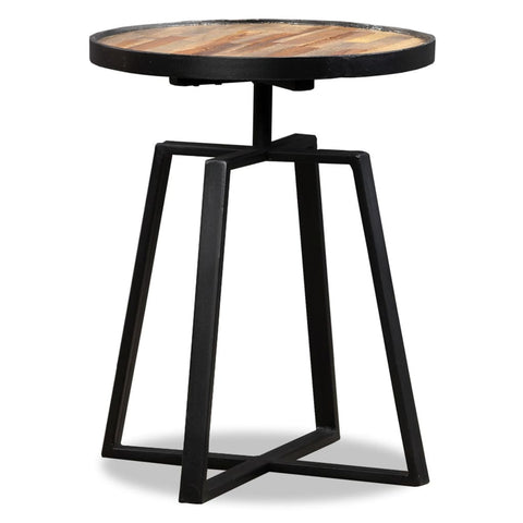 ZNTS Side Table Round Solid Reclaimed Teak 245409