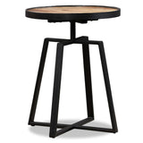 ZNTS Side Table Round Solid Reclaimed Teak 245409