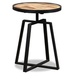 ZNTS Side Table Round Solid Reclaimed Teak 245409