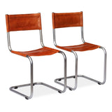 ZNTS Dining Chairs 2 pcs Brown Real Leather 245178