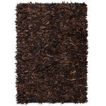 ZNTS Shaggy Rug Genuine Leather 160x230 cm Brown 245238