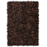 ZNTS Shaggy Rug Genuine Leather 160x230 cm Brown 245238