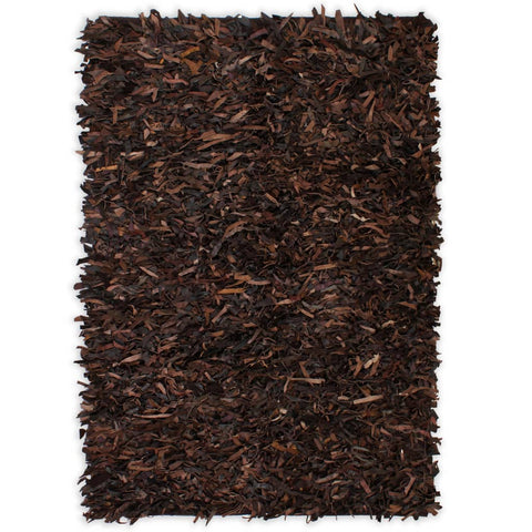 ZNTS Shaggy Rug Genuine Leather 160x230 cm Brown 245238
