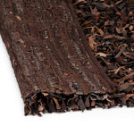 ZNTS Shaggy Rug Genuine Leather 160x230 cm Brown 245238