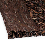 ZNTS Shaggy Rug Genuine Leather 160x230 cm Brown 245238
