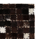 ZNTS Rug Genuine Leather Patchwork 120x170 cm Square Black/White 132600