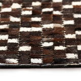 ZNTS Rug Genuine Leather Patchwork 120x170 cm Square Black/White 132600