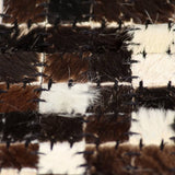 ZNTS Rug Genuine Leather Patchwork 120x170 cm Square Black/White 132600