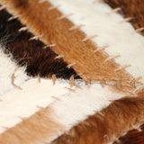 ZNTS Rug Genuine Leather Patchwork 80x150 cm Chevron Brown/White 132602