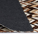 ZNTS Rug Genuine Leather Patchwork 80x150 cm Chevron Brown/White 132602