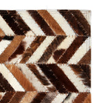 ZNTS Rug Genuine Leather Patchwork 120x170 cm Chevron Brown/White 132603