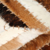 ZNTS Rug Genuine Leather Patchwork 120x170 cm Chevron Brown/White 132603