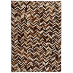 ZNTS Rug Genuine Leather Patchwork 190x290 cm Chevron Brown/White 132605