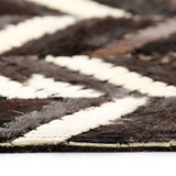 ZNTS Rug Genuine Leather Patchwork 120x170 cm Chevron Black/White 132607